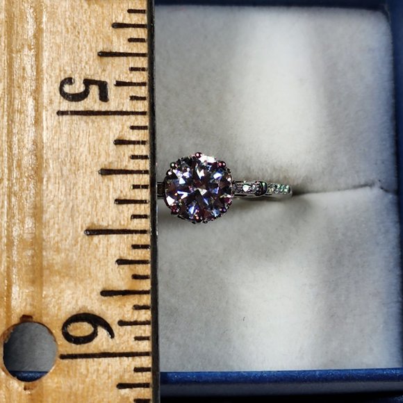 Moissanite fancy engagement/promise ring in Platinum over 925 SS sz 7 1.50 cts - Picture 4 of 7